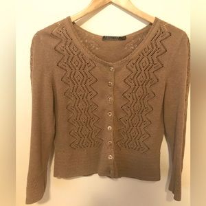 Cropped Brown Cotton Cardigan